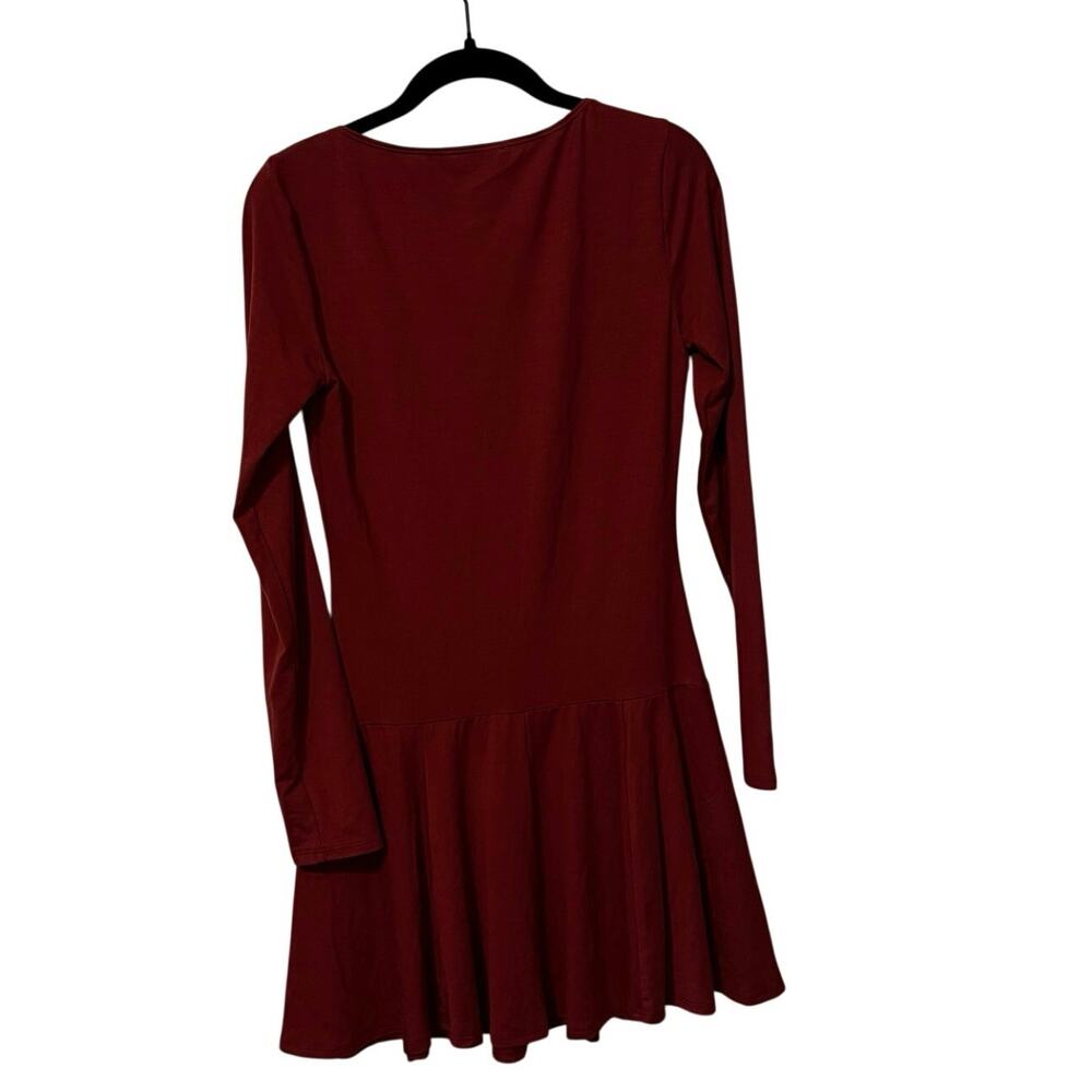 Reformation Burgundy Long Sleeve Flare Mini Dress Size Small - Picture 4 of 6